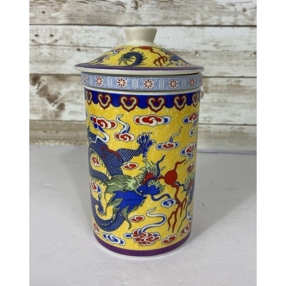 Chinese Hand Painted Vintage Tea Brewing Mug 3 Piece Set 5x3” - Picture 3 of 16